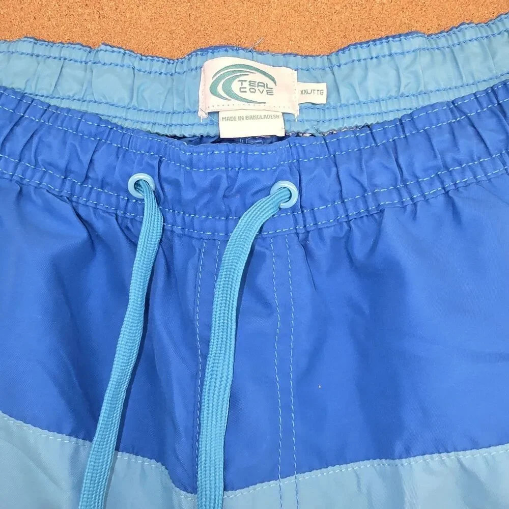 Teal Cove Swim Trunks Board Shorts Men's XXL Drawstring  Pockets (C25)